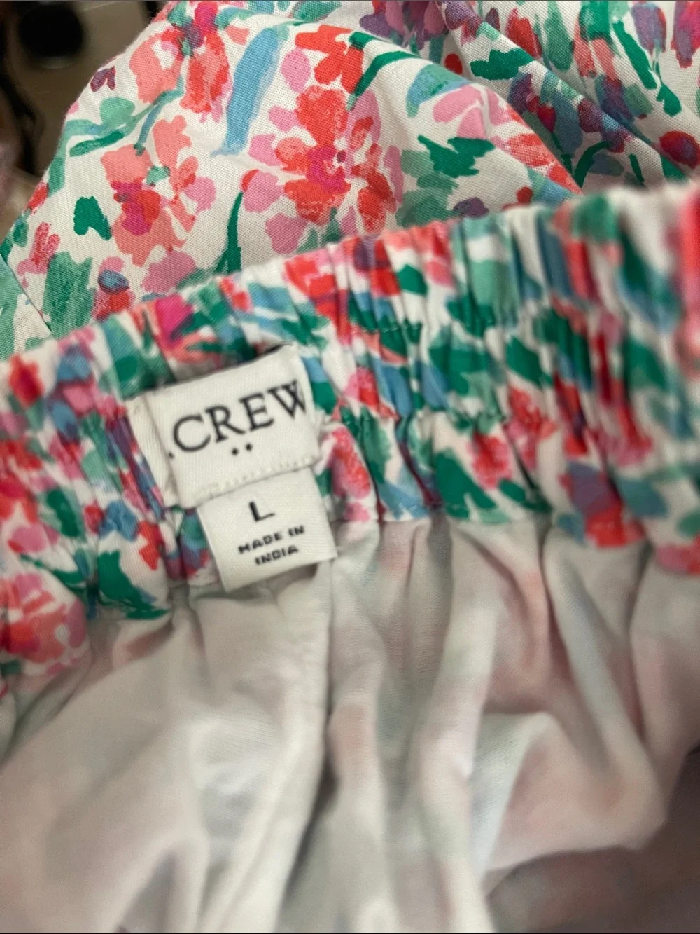 J. Crew Pink Floral Bubble-Hem Cotton A-Line Sz Large Pink Floral